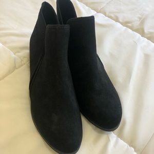 Black suede booties. Never worn